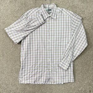 Ermenegildo Zegna Button Front Shirt Men Large White Plaid Long Sleeve Italy